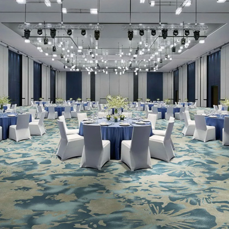 QIANQIAO Custom Design Polypropylene Print Broadloom Hotel Room Hall Carpet Wall to Wall Luxury Carpet