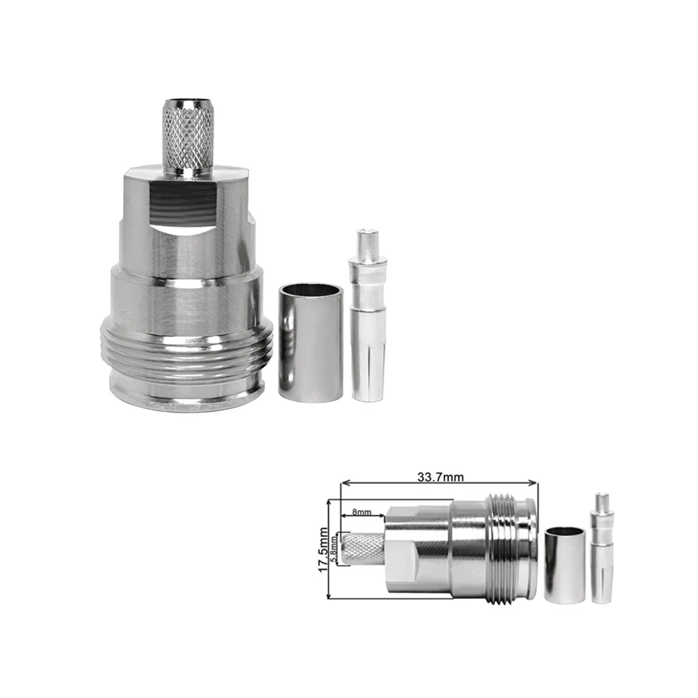 Rf Coaxial Connector 4.3-10 Crimp Type Wire Connectors 4.3/10 Mini Din Jack  Female for Cable LMR240 Coaxial Cable