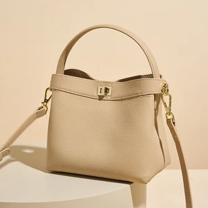 Luxury Fashion Genuine Cowhide Leather Bucket Handbag for Women New Casual Crossbody Messenger Shoulder Bags for Luxury