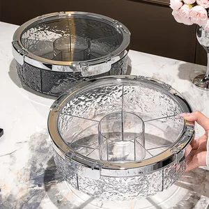 Glacier Pattern Sealed Plastic  Storage Melon Seeds Nuts Candies Snacks Plate for Home Living Room Coffee Table