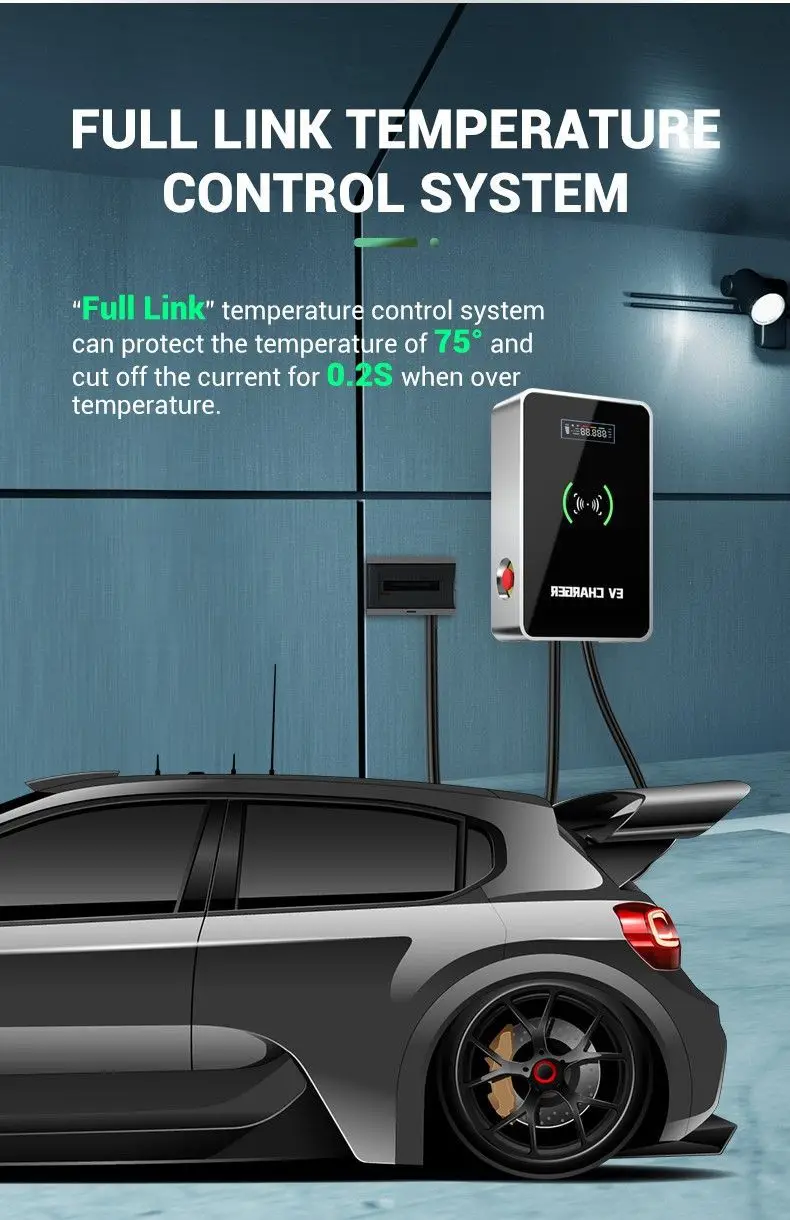 Komercyjna jednofazowa stacja ładująca AC 7KW 32a Wallbox Ev Charger Typ 2 Ładowarka samochodowa Szybkie ładowanie 4