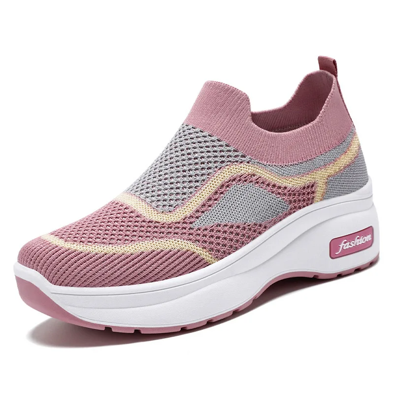 2024 new style lightweight Breathable Sneaker with Custom Logo Fabric Upper and Mesh walking style for ladies