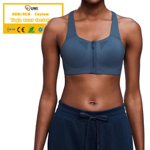 New Arrival Adjustable Women's Fitness Yoga Bra Shockproof Breathable Hollow Back Sports Bra with Front Zipper