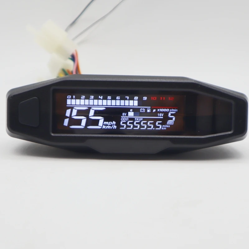 12V Mini Universal RPM Motorcycle Meter Speedometer Digital Electric Injection Instrument for Russian KR200