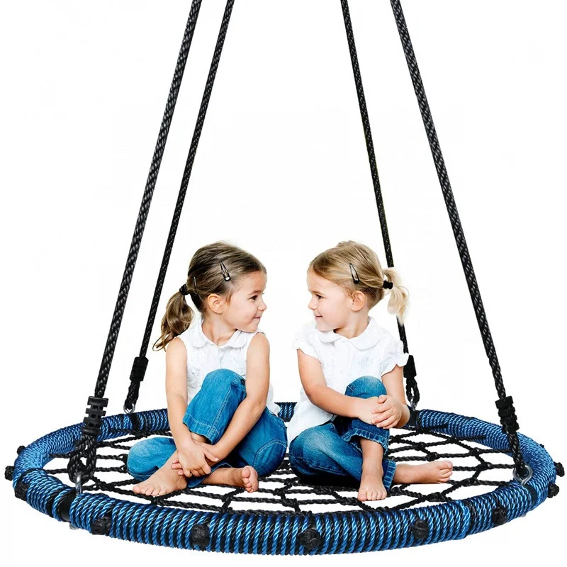 39 Inch Spider Web Tree Swing Outdoor Saucer Net Swing Platform  Backyard Round Flying Swing