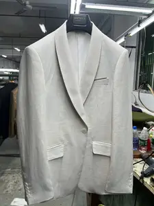 Factory Customization Plus Size Breathable Men's Business Suits Jacket Single Breasted Polyester/Rayon Zipper Fly White Suit