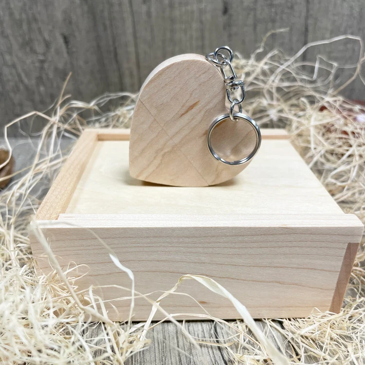 Photography Wedding Gift USB 3.0 Wooden Heart USB Flash Drive Gift Box Pen Drive 4GB 8GB 16GB 32GB 64GB Memory Stick with Logo - ANKUX.COM