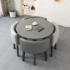 Grey round table-2 light gray-2 gray leather chairs-1 table-4 ch