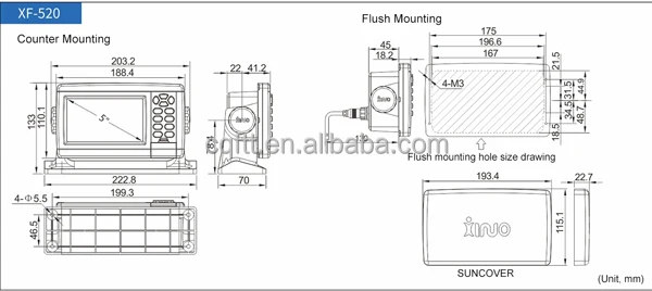Marine Electronics Marine GPS Chart Plotter Small Size Display XINUO XF ...