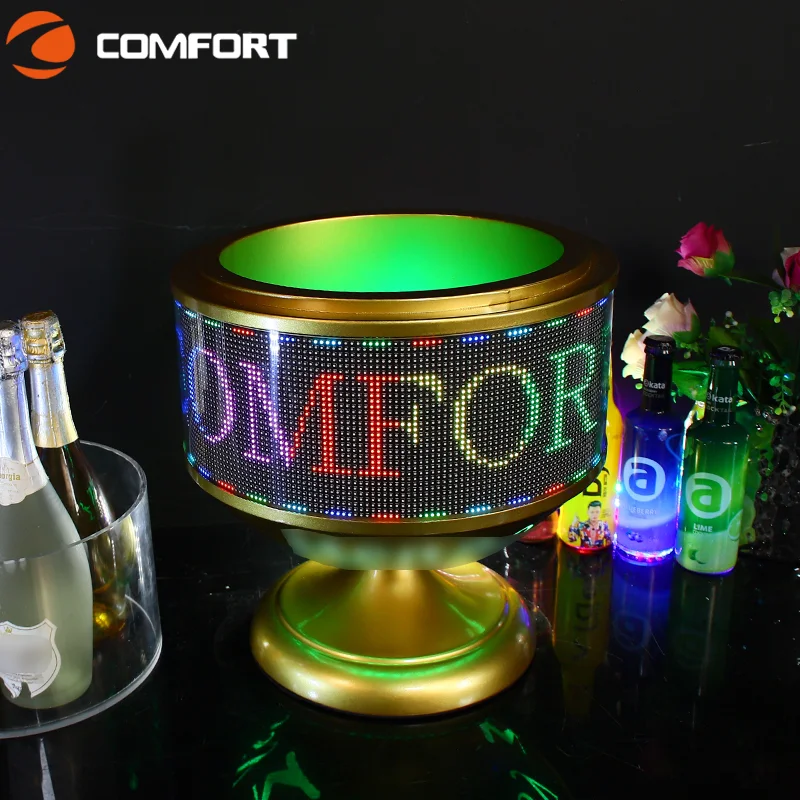 360° Rotating LED Wine Display Stand Customizable Metal Glorifier for Bars & Parties