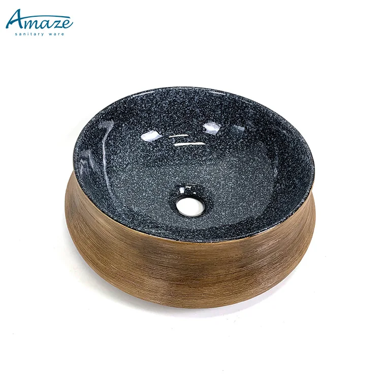 New design ceramic sanitary ware vanity bathroom sink round shape countertop wash hand art basin supplier