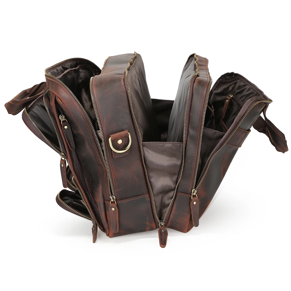 Factory Stock Crazy Horse Genuine Leather Large Capacity Messenger Laptop Bag Men’s Briefcase