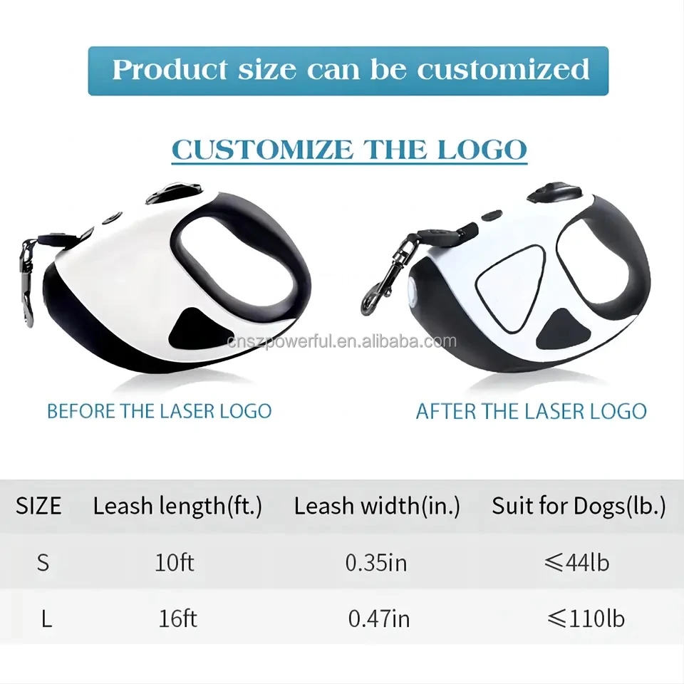 Pet Leashes Custom Logo Portable Led Light Pet Dog Leash Nylon