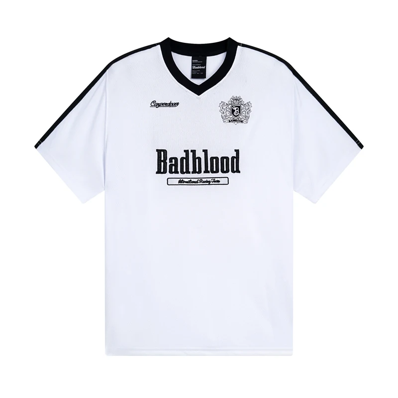 トップス BADBLOOD ViperCotton RibHenleyNeck White Wholesale New American High Quality Badblood T Shirts V-neck