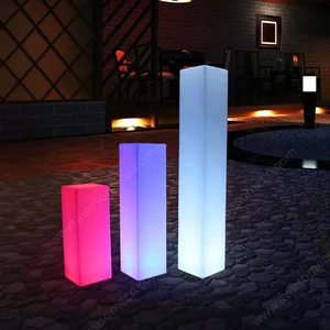 16-Color Modern Square Pillar LED Floor Lamp with Remote Control for Hotel Home Living Room Garden Use