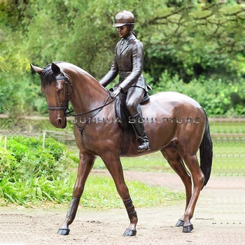 アンティーク等身大ブロンズローマ兵士彫刻ナポレオン乗馬馬像