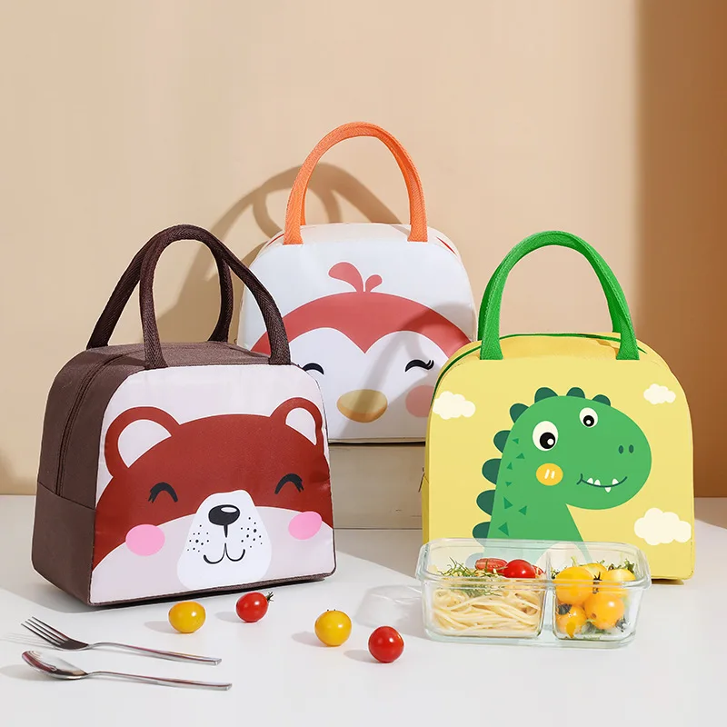 Reusable Cute Animal Cartoon Kids Lunch Cooler Bag Waterproof Thermal Food  Bag for School Insulated Paper Reusable and Iced