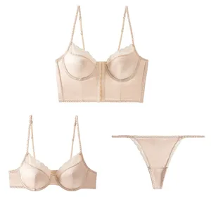 JENGS New Model Underwear Women's Thin Sedan Lace Pure Sexy Front Beautiful Back Brassiere T-Pants Suit