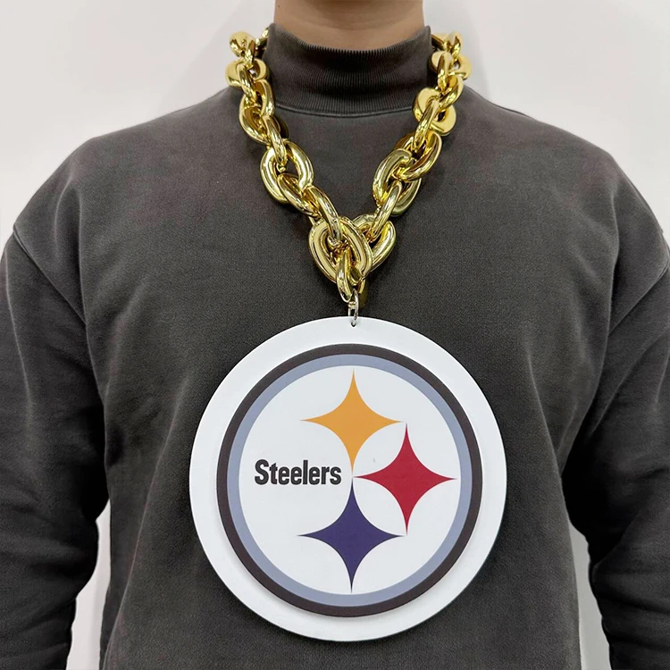 I Love Football Charms With Gold Chain Unisex Necklaces & Pendants For