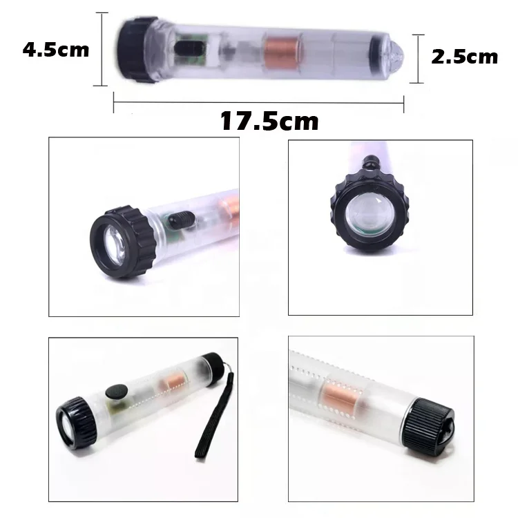 Hurricane Emergency Survive Tool Physics Teaching Faraday Light Plastic Manual Torch Dynamo Hand No Battery Shake Flashlight