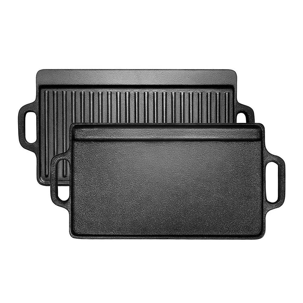 Pre Seasoned Cast Iron Two Burner Reversible Grill Pan Griddle Buy Reversible Grill Pantwo 