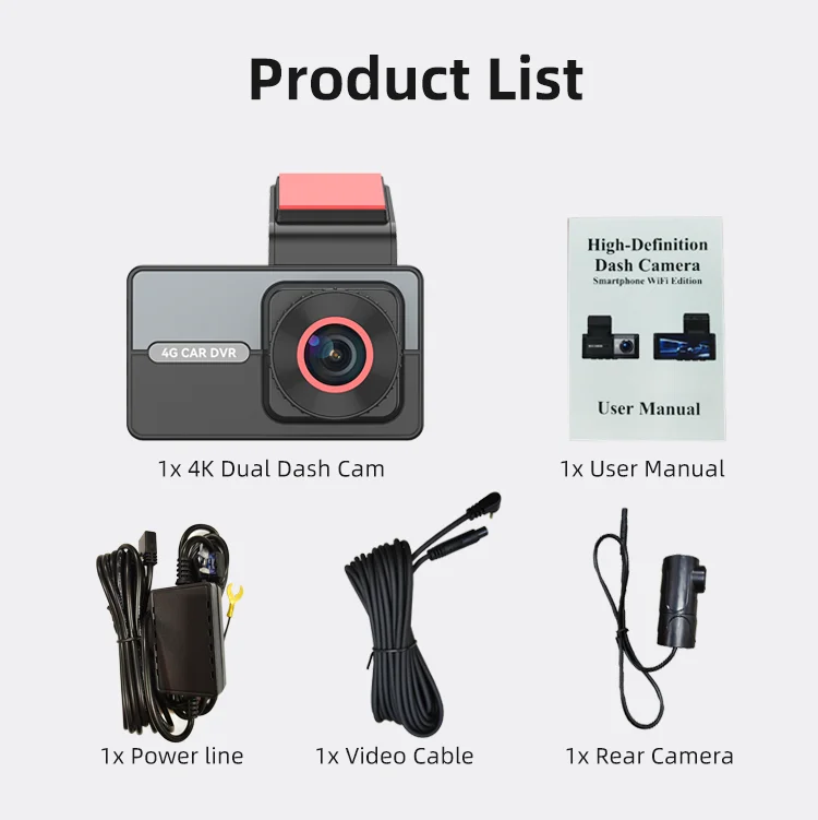 Dash Cam 4g Supported 2 Channel DVR 3.0 Inches LCD Dual Lens 2k Car Black Box F1.8 for Nighttime Accident & Fraud Prevention factory