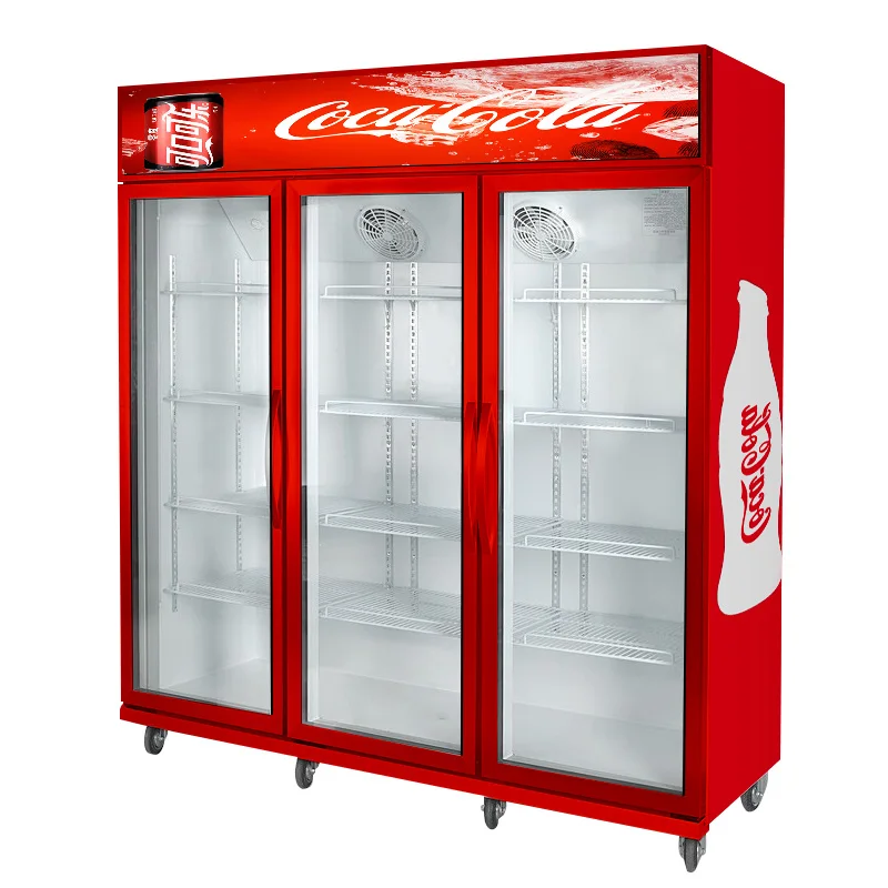 Commercial Pepsi Refrigerator Single/Double/Three Glass Sliding Door Finishing Flawless  Fridge for Supermarket