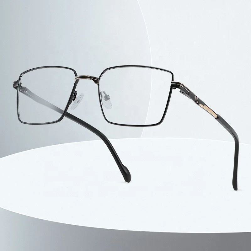 2024 Square Custom Logo Eyeglasses Frames Metal Eye Glasses Spectacle Frames Women Optical Frames Eyeglasses for Men