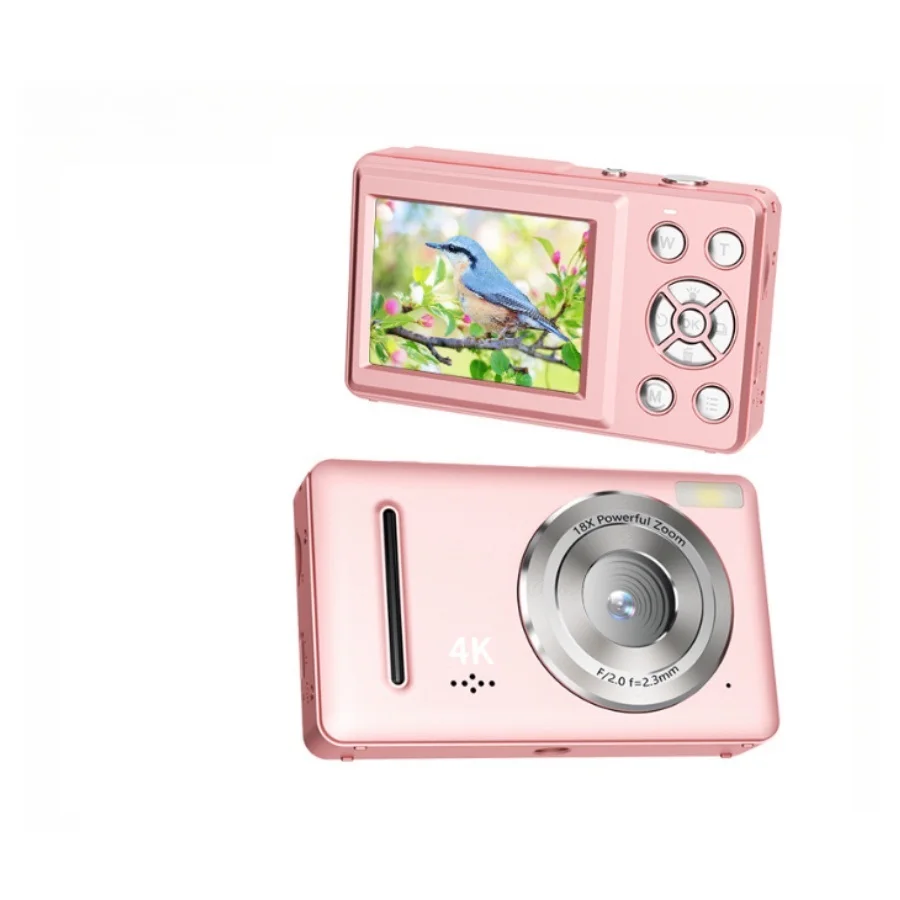4K Kids Camera Mini Portable Digital Point and Shoot Camera with 18X Zoom Anti Shake, Compact Small Camera for Boys Girls