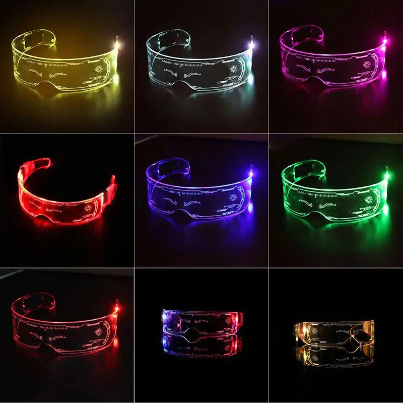 Top Fashion 7 Color Cyberpunk Luminous Led Glasses Creative Festival Led Light Up Glasses For 1692