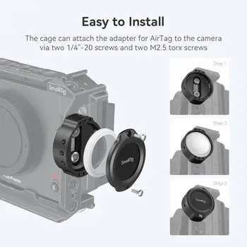 SMALLRIG Cage for AirTag, Camera Adapter Mount with Dual 1/4"-20 Screw Mount Compatible with Camera Cage Camera Plate - MD4149 detail image