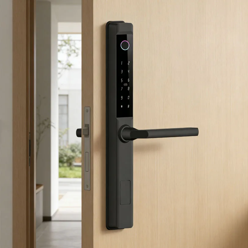 قفل هوشمند درب ضد گرد و غبار و ضد آب با قابلیت باز کردن توسط اثر انگشت، رمز عبور، کارت و کلید مکانیکی — برند Kaisstar