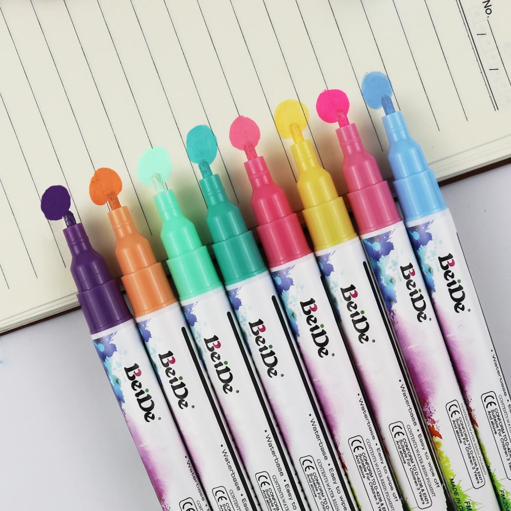 8 color Highlighter Liquid Chalk Marker Pens for School Art Painting 8  Colors Round&Chisel Tip 3mm 6mm free shipping