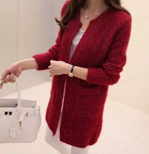 Cardigan Donna In Morbido Cashmere - Scollo Rotondo, Manica Lunga, Tinta Unita - Maglione Aperto Per Primavera, Autunno E Inverno