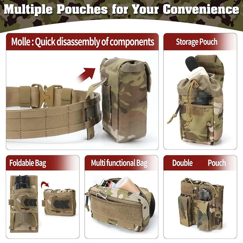 High Density Material Adjustable Outdoor Multifunctional Pockets Quick Release Tactical Heavy Duty Sport Enthusiasts Belt