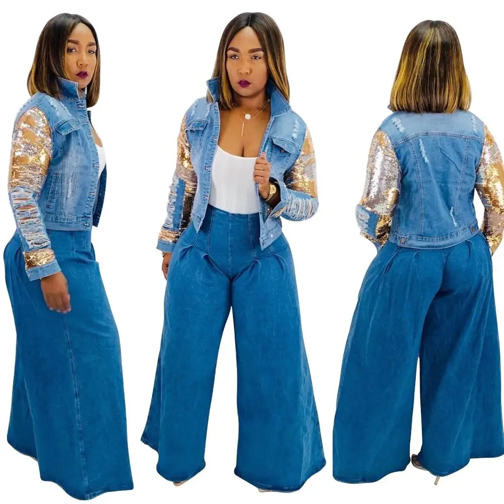Sequin Sleeve Denim Jacket For Women 