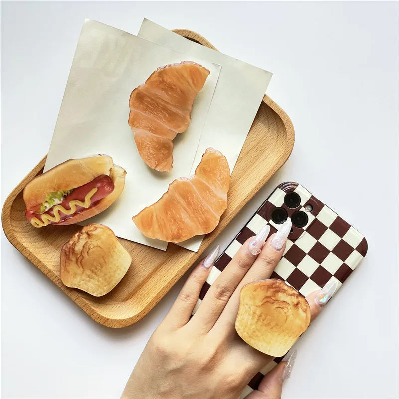 Simulation foods design acrylic phone holder custom your logo CMYK printing mobile phone grips details