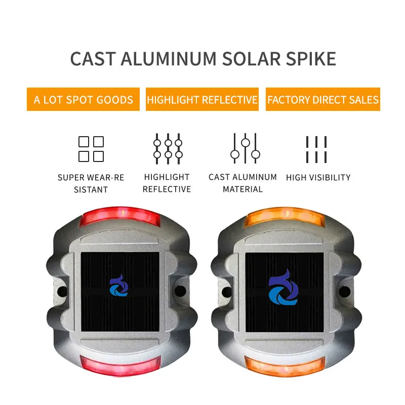 LED Factory Waterproof Anti-pressure Road Safety Light Solar Horseshoe Road Stud Reflector Safety