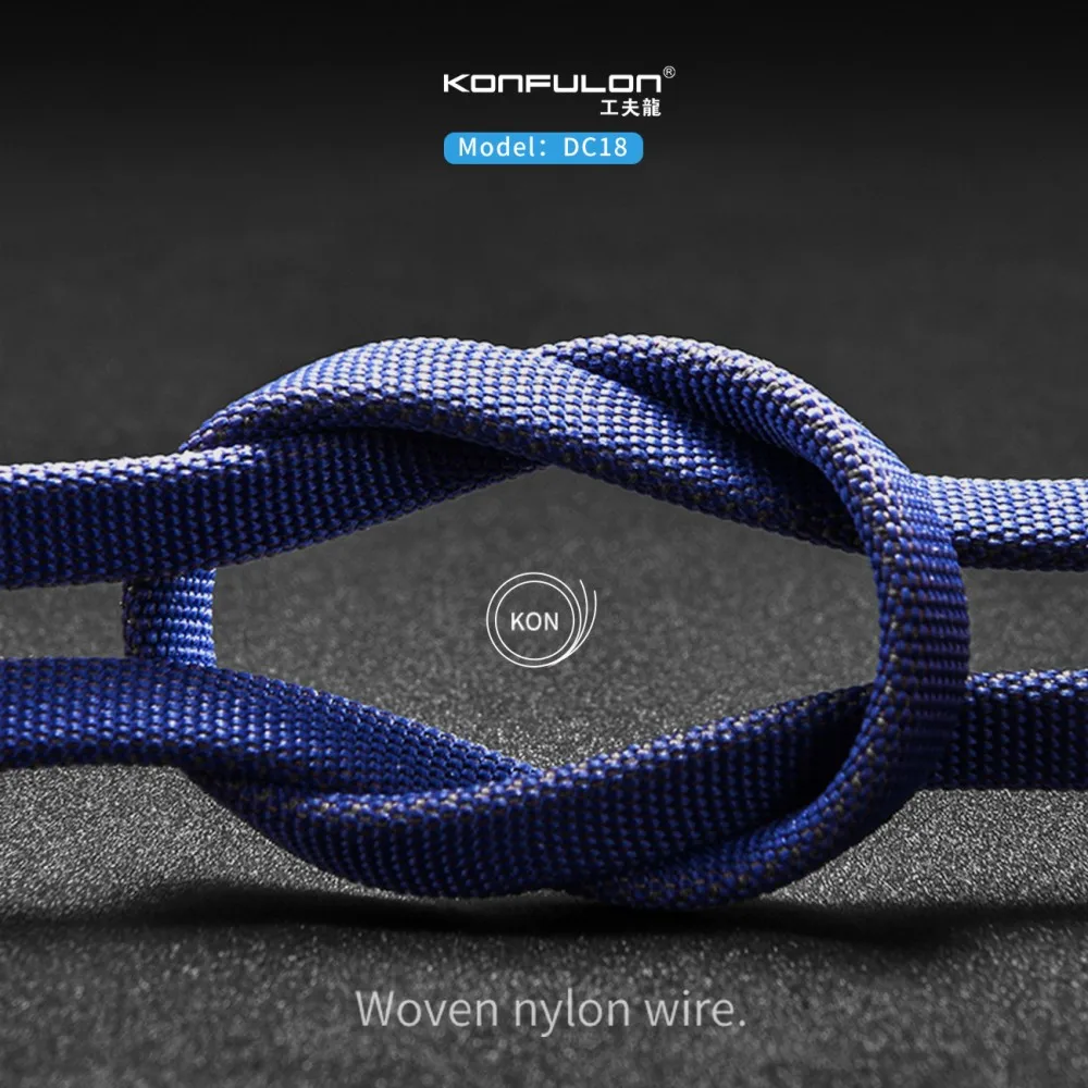 Konfulon, быстрая зарядка, нейлоновый Плетеный зарядный кабель со светодиодной подсветкой, USB-кабели для передачи данных для Samsung Galaxy