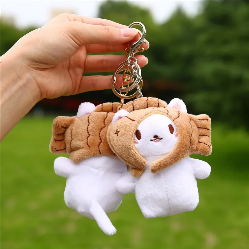 Cute Snapper Head Keychain Cat Plush Animal Keychain Toy