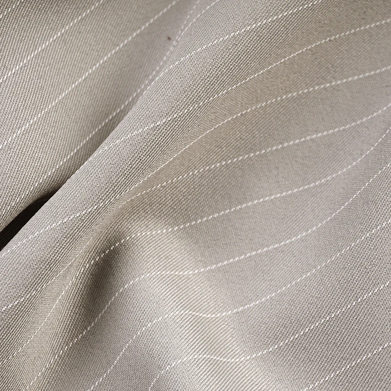 Custom Color Design Luxury Stripe Soft 190gsm Polyester Black Chalk Stripe Suit Fabric for Suit
