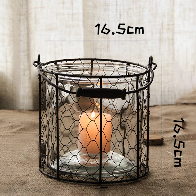 Nordic Wrought Iron Lantern Candle Holder With Round Glass Buy Nordic