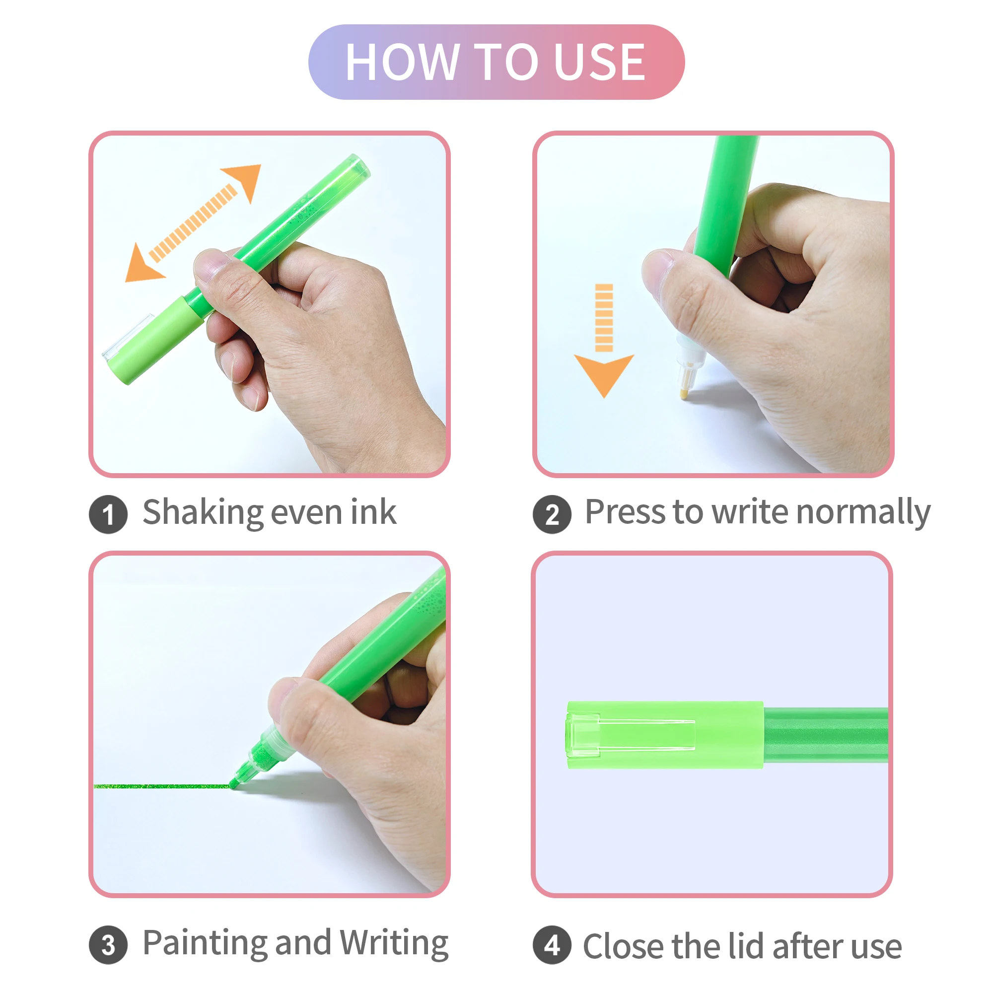 Colorful Fluorescent Glitter Highlighter with Fine Tip Practical for Student Drawing and Art Journaling