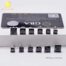 Cheap Price Black Moissanite Earrings 925 Silver Princess Cut Diamond Ear Studs Hip Hop Fine Jewelry For Men Women