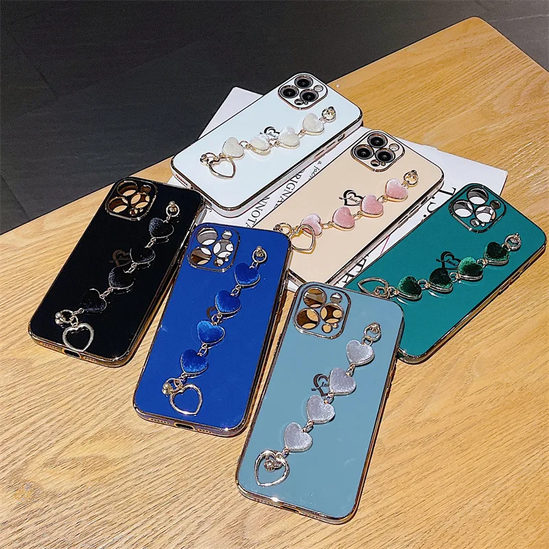 Laudtec Electroplated Bumper Back Cover Heart Wristband Plating Cell Phone Case For IPhone 13 Pro Max 12 Mini 11 XS XR manufacture