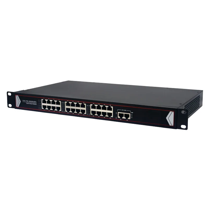 10/100/1000Mbps 24 Port PoE Switch With 2 Gigabit Uplink 48V 260W Power Over Ethernet POE+ Switch supplier