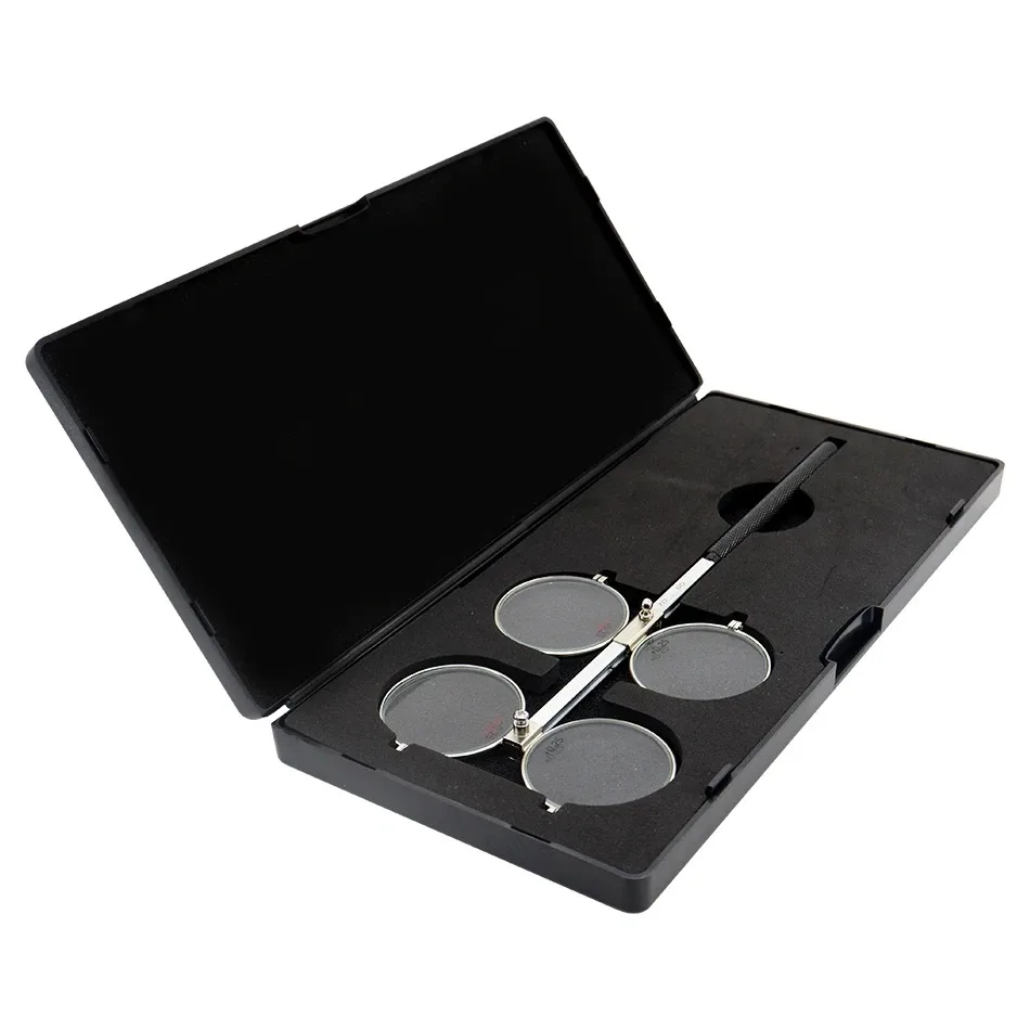 Top Grade Optical Adjustable PD Scale Copper 4-Lens Confirmation Test Metal Ophthalmic Flipper with Black Hard Case