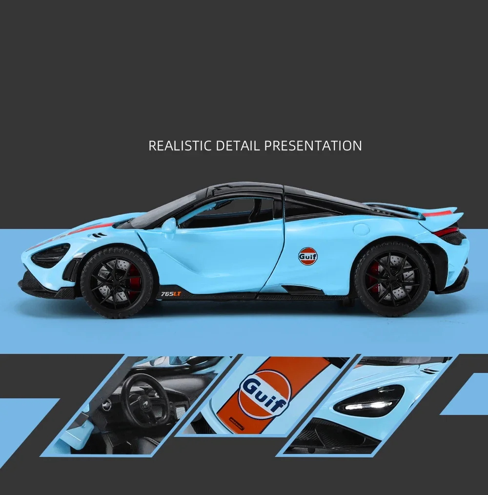 ZYX 1/32 Mclaren 765LT Supersport Car Zinc Alloy Pull Back Diecast