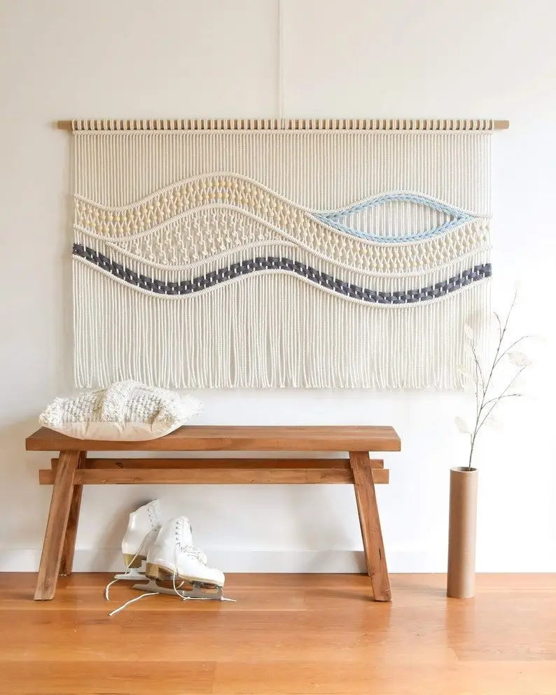 大きな染色ウール毛織りボヘミアンマクラメ手織り装飾高級壁掛け