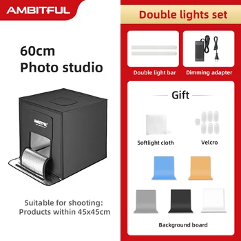 AMBITFUL 60cm LED Photo Studio LightBox Adjustable Brightness Led Photo Box With 5 Color Background Paper detail image